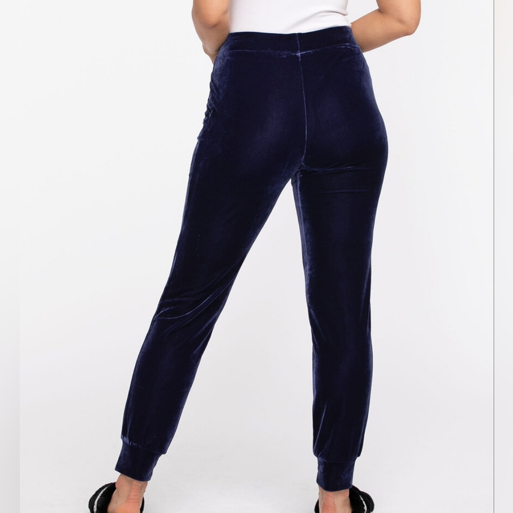 BNWT Cleo Velour Pull-On Jogger in ink (navy) with pockets - Picture 2 of 8